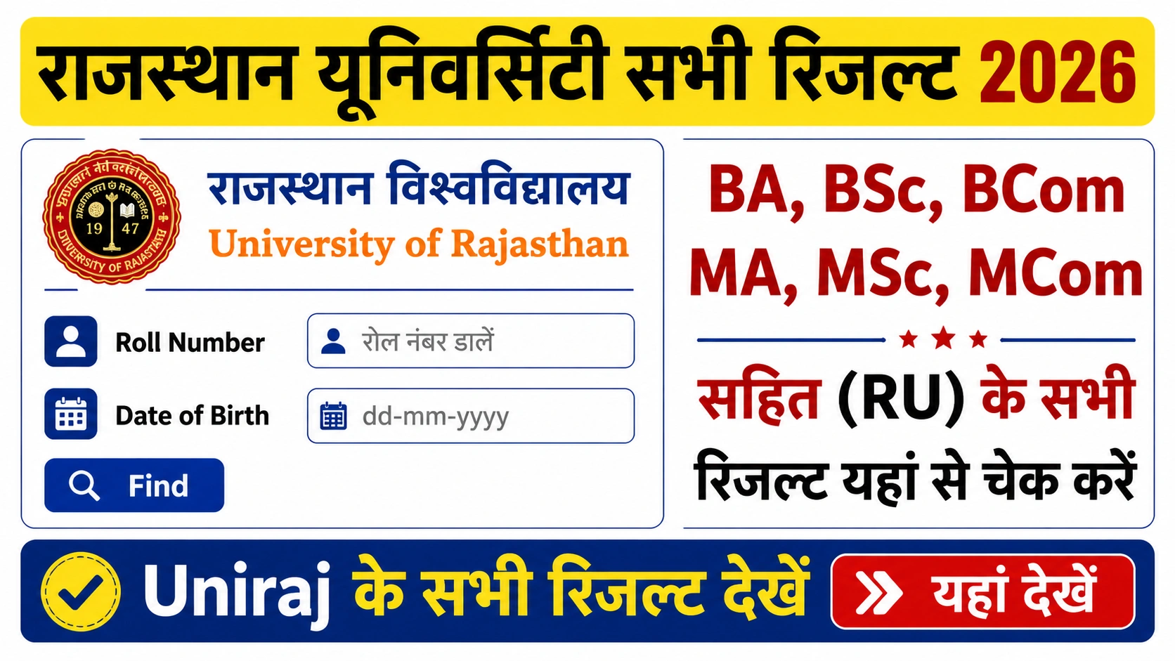 Rajasthan University Result 2026